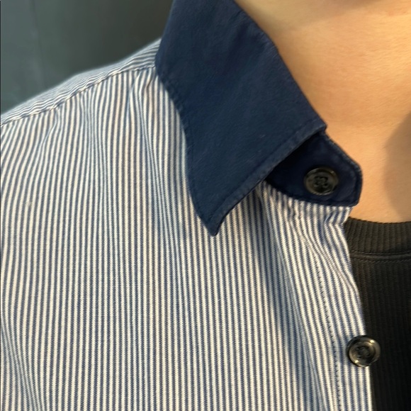 Express Blue Striped Shirt Small - Picture 3 of 5